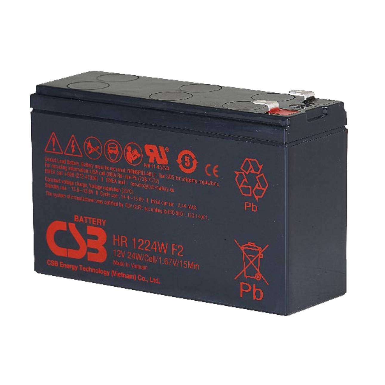 Batería 12V/6.4Ah CSB HR 1224W F2 AGM alta descarga